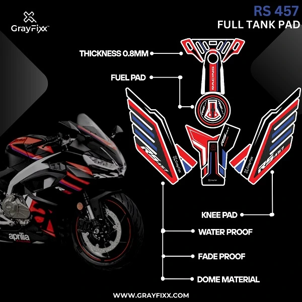 Full Tank Pad with Knee Pad for RS 457 | Premium 3D Tank Pad, Pack of 1